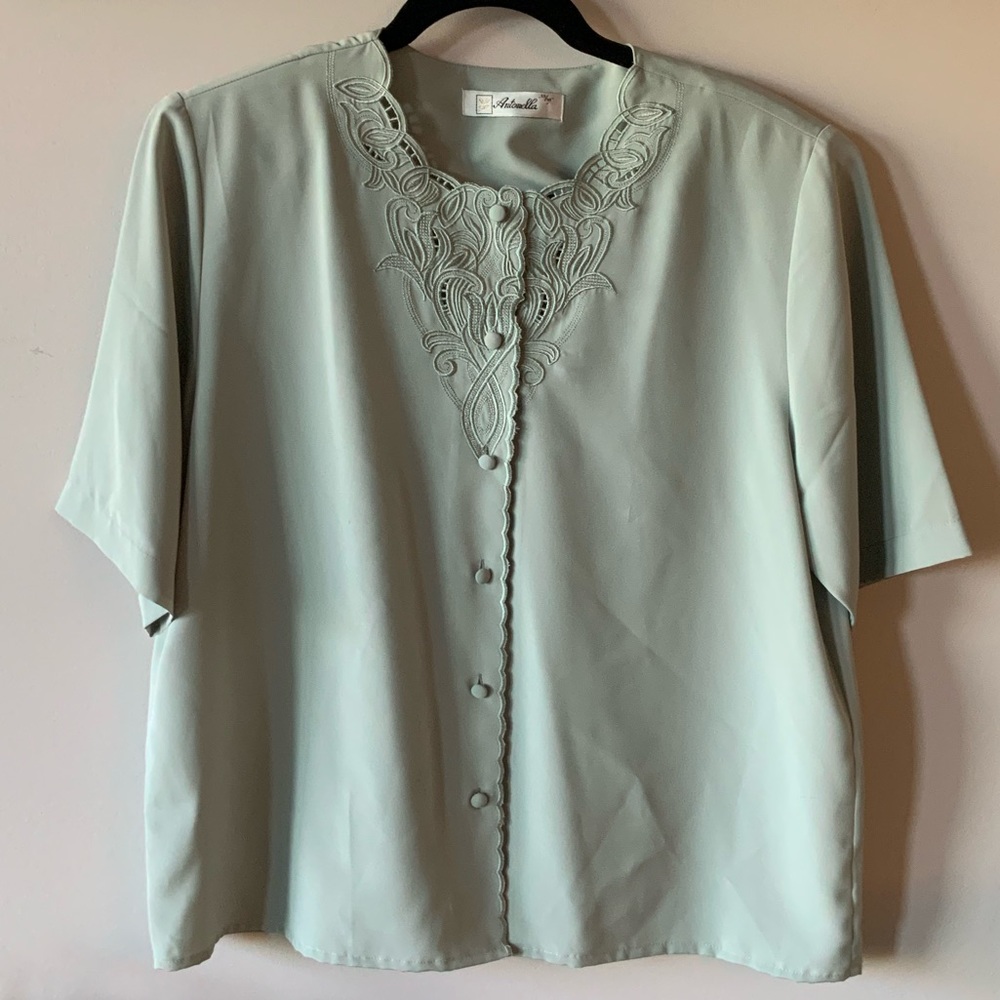 Pale Green Button Up Blouse